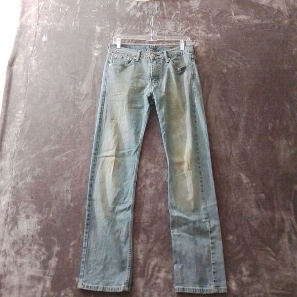 Levi’s 513 Slim Straight Jeans Men’s 29x32 Light Blue Denim Grass Stained Y2K - Picture 1 of 10